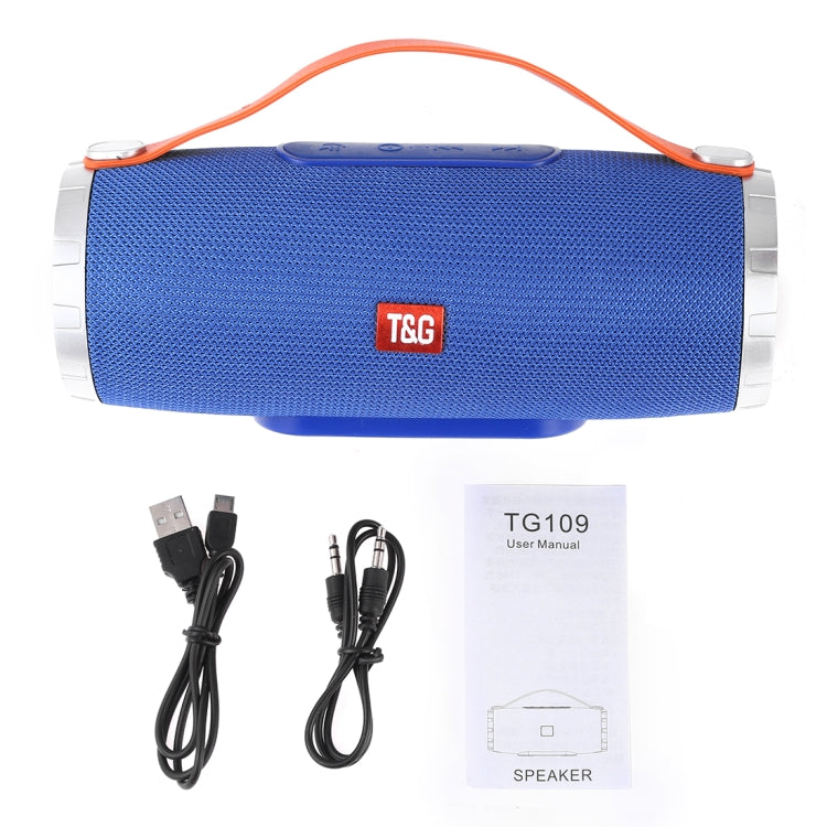 T&G TG109 Portable Wireless Bluetooth V4.2 Stereo Speaker with Handle, Built-in MIC, Support Hands-free Calls & TF Card & AUX IN & FM(Dark Blue) - Desktop Speaker by T&G | Online Shopping UK | buy2fix