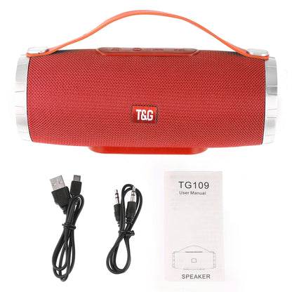 T&G TG109 Portable Wireless Bluetooth V4.2 Stereo Speaker with Handle, Built-in MIC, Support Hands-free Calls & TF Card & AUX IN & FM(Red) - Desktop Speaker by T&G | Online Shopping UK | buy2fix