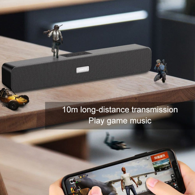 LEERFEI E91 10W Long Bar Shape Dual-speaker Multimedia Radio Bluetooth Audio, Support TF Card / U Disk / 3.5mm AUX, Support TF Card / U Disk / 3.5mm AUX(Black) - Desktop Speaker by buy2fix | Online Shopping UK | buy2fix