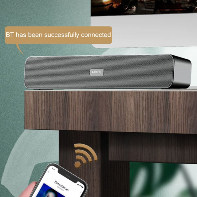 LEERFEI E91 10W Long Bar Shape Dual-speaker Multimedia Radio Bluetooth Audio, Support TF Card / U Disk / 3.5mm AUX, Support TF Card / U Disk / 3.5mm AUX(Black) - Desktop Speaker by buy2fix | Online Shopping UK | buy2fix