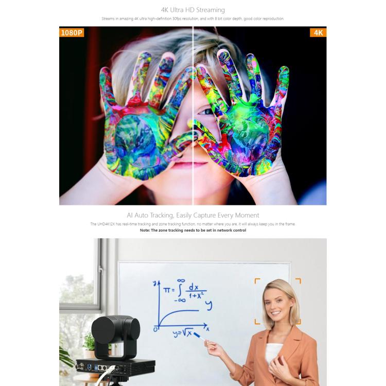 FEELWORLD UHD4K12X 4K PTZ Camera 12X Optical Zoom, Auto Focus SDI HDMI USB IP Remote Control (EU Plug) - HD Camera by FEELWORLD | Online Shopping UK | buy2fix