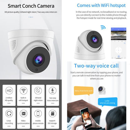 A5 Smart Conch WiFi Camera 1080P HD Night Vision IP Camera (EU Plug) - Wireless Camera by buy2fix | Online Shopping UK | buy2fix