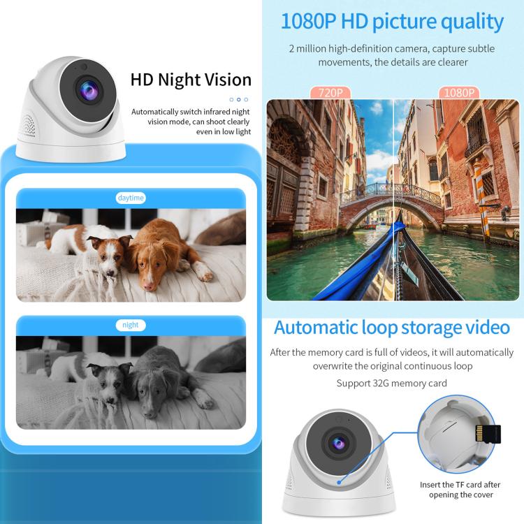 A5 Smart Conch WiFi Camera 1080P HD Night Vision IP Camera (AU Plug) - Wireless Camera by buy2fix | Online Shopping UK | buy2fix