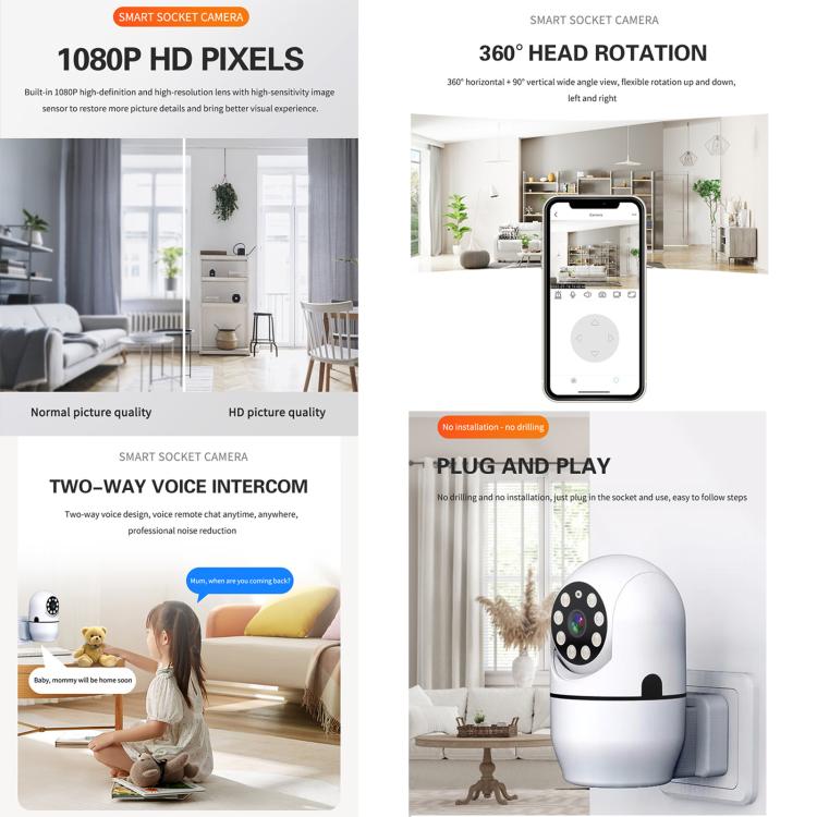 A11 WiFi Smart Home PTZ Webcam IP Camera Night Vision Monitor (EU Plug) - Wireless Camera by buy2fix | Online Shopping UK | buy2fix