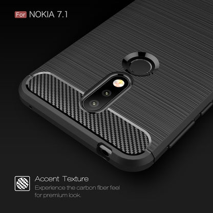 Brushed Texture Carbon Fiber Soft TPU Case for Nokia 7.1(Red) by buy2fix