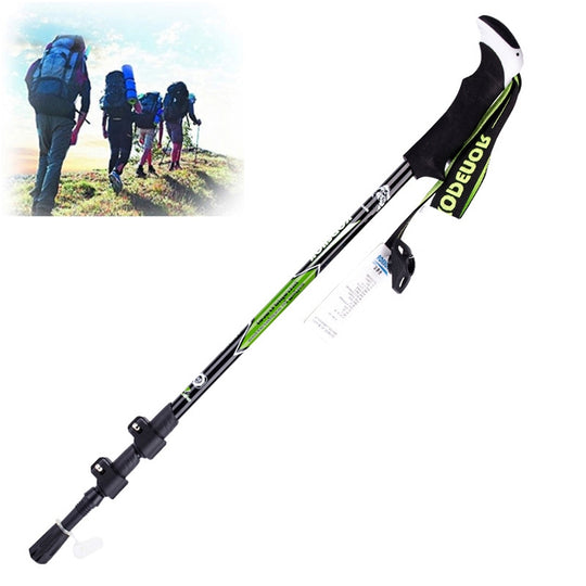 KODENOR Outdoor Mountaineering Portable Foldable Carbon Fibre Straight Handle Alpenstocks Trekking Poles, Length : 63-135CM (Black+green)