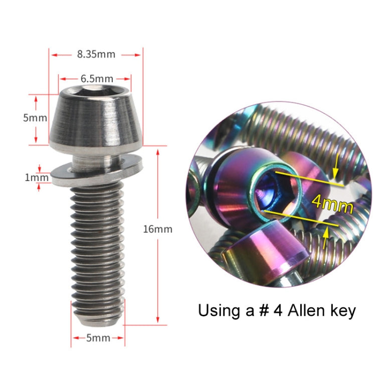 TOSEEK Bicycle Handlebar Stem Screw Titanium Alloy M5x16mm Mountain Bike  Fixed Gear Handlebar Stem Screw with Gasket (Gold) - Bicycle Grips by TOSEEK | Online Shopping UK | buy2fix