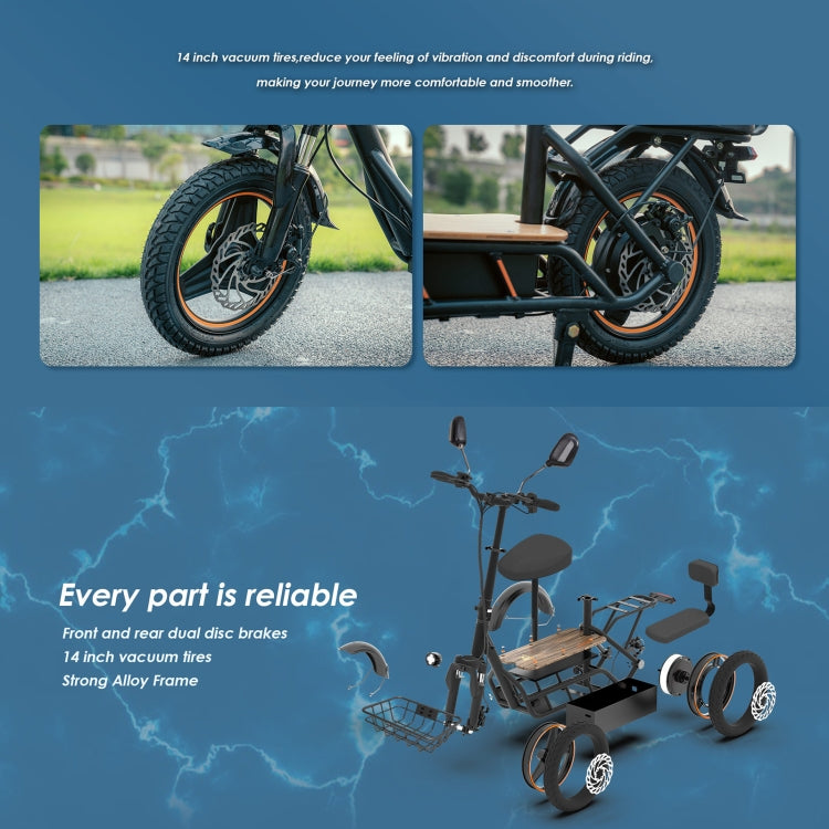 KuKirin C1 Pro 500W 48V 26Ah Electric Offroad Scooter with 14 inch Tires & Rear Seat, EU Plug - Electric Scooters by Kukirin | Online Shopping UK | buy2fix