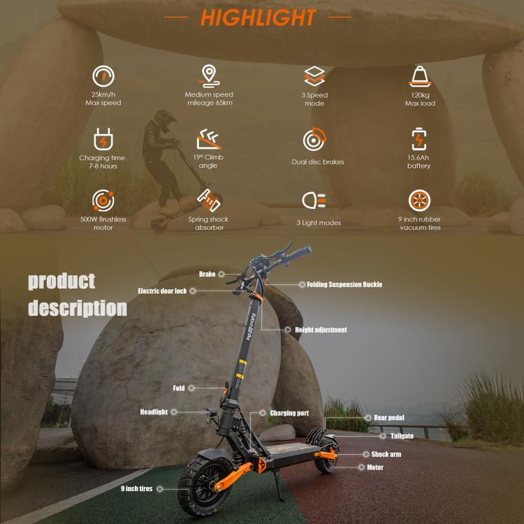 Kukirin G2 Pro VMP 500W Three-speed Folding Electric Offroad Scooter with 9 inch Vacuum Tires - Electric Scooters by Kukirin | Online Shopping UK | buy2fix