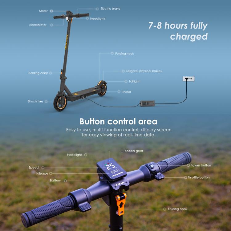 Kukirin S1 Max 350W Three-speed Folding Electric Offroad Scooter with 8 inch Honeycomb Tires - Electric Scooters by Kukirin | Online Shopping UK | buy2fix