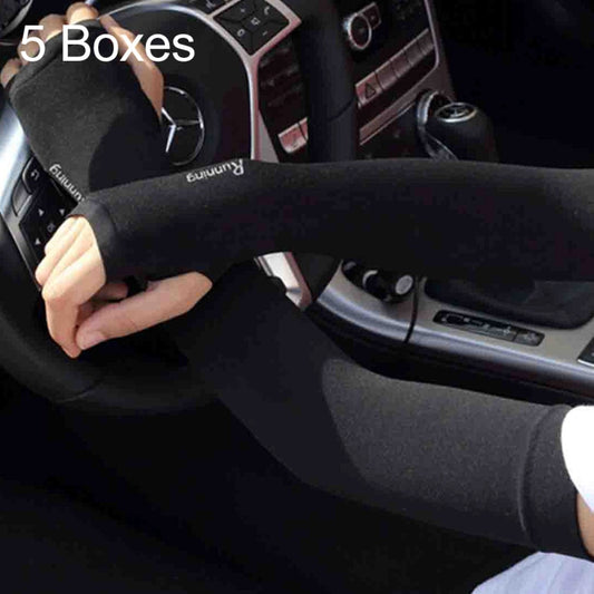 5 Boxes New Style Ice Silk Sleeves Fresh and Cool UV Protection Oversleeve, Open Fingers Style(Black) - Protective Gear by buy2fix | Online Shopping UK | buy2fix