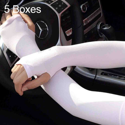 5 Boxes New Style Ice Silk Sleeves Fresh and Cool UV Protection Oversleeve, Open Fingers Style(Pink) - Protective Gear by buy2fix | Online Shopping UK | buy2fix