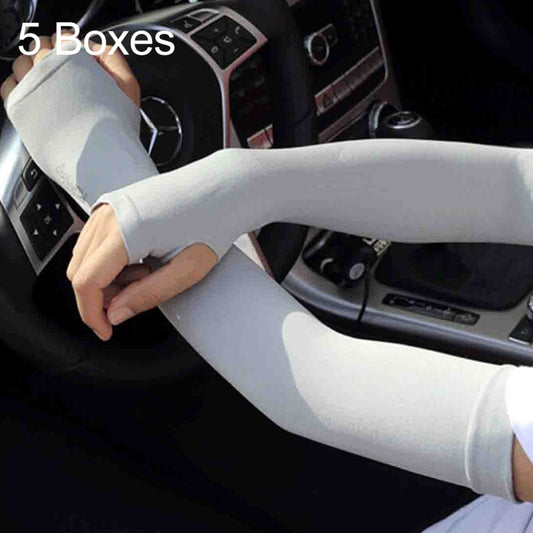 5 Boxes New Style Ice Silk Sleeves Fresh and Cool UV Protection Oversleeve, Open Fingers Style(Grey) - Protective Gear by buy2fix | Online Shopping UK | buy2fix