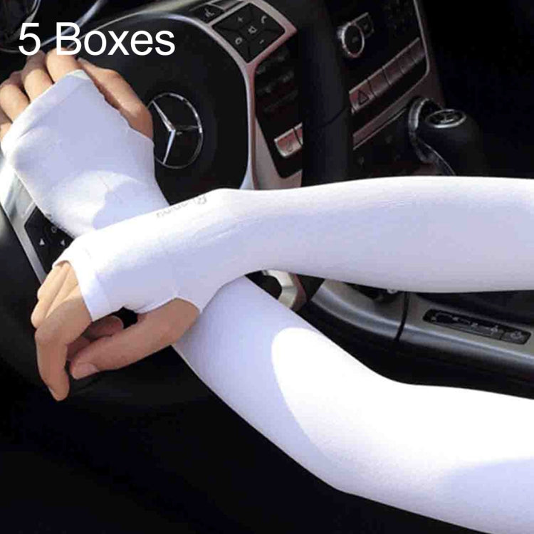 5 Boxes New Style Ice Silk Sleeves Fresh and Cool UV Protection Oversleeve, Open Fingers Style(White) - Protective Gear by buy2fix | Online Shopping UK | buy2fix