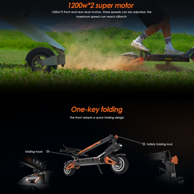 Kukirin G3 Pro 10 inch Tires 2400W 52V 23.4AH Three-speed Folding Electric Offroad Scooter with LED Display - Electric Scooters by Kukirin | Online Shopping UK | buy2fix