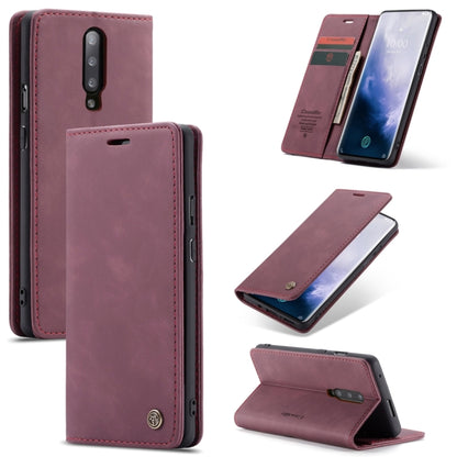 CaseMe-013 Multifunctional Retro Frosted Horizontal Flip Leather Case for OnePlus 7 Pro, with Card Slot & Holder & Zipper Wallet & Photo Frame(Wine Red) - OnePlus Cases by CaseMe | Online Shopping UK | buy2fix