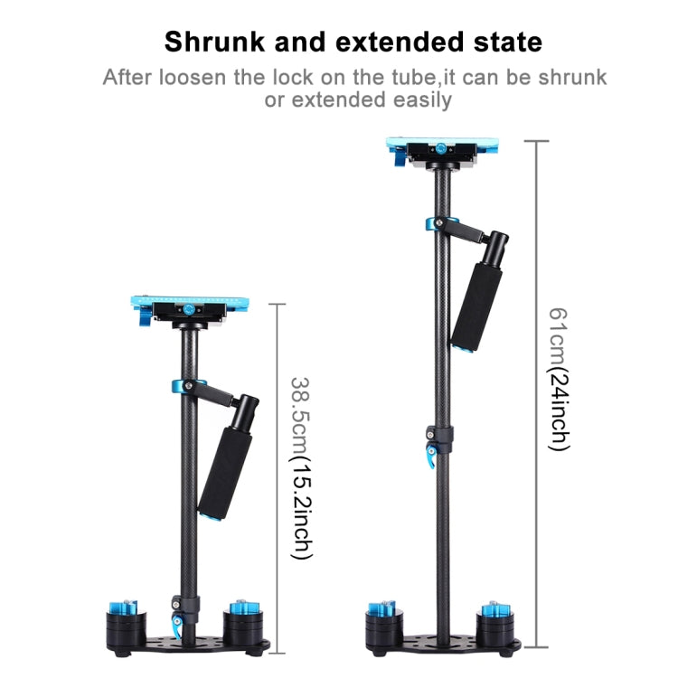 PULUZ 38.5-61cm Carbon Fibre Handheld Stabilizer for DSLR & DV Digital Video & Cameras, Load Range: 0.5-3kg(Blue) - Camera Stabilizer by PULUZ | Online Shopping UK | buy2fix