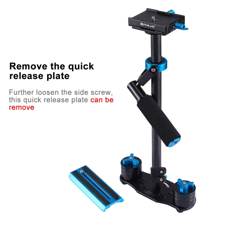 PULUZ 38.5-61cm Carbon Fibre Handheld Stabilizer for DSLR & DV Digital Video & Cameras, Load Range: 0.5-3kg(Blue) - Camera Stabilizer by PULUZ | Online Shopping UK | buy2fix