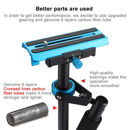 PULUZ 38.5-61cm Carbon Fibre Handheld Stabilizer for DSLR & DV Digital Video & Cameras, Load Range: 0.5-3kg(Blue) - Camera Stabilizer by PULUZ | Online Shopping UK | buy2fix