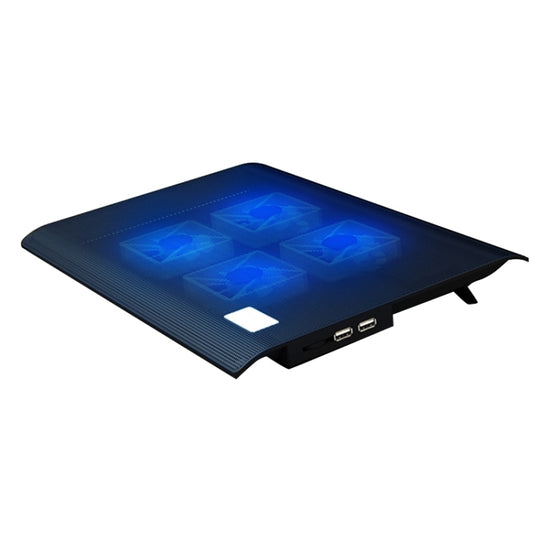 NUOXI L112A Four Fans Adjustable Speed Silent Notebook Computer Cooling Base USB Cooler Pad with 2 x USB Ports(Black)
