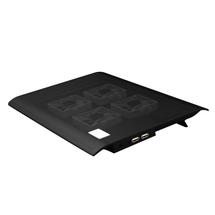 NUOXI L112A Four Fans Adjustable Speed Silent Notebook Computer Cooling Base USB Cooler Pad with 2 x USB Ports(Black) - Cooling Pads by NUOXI | Online Shopping UK | buy2fix
