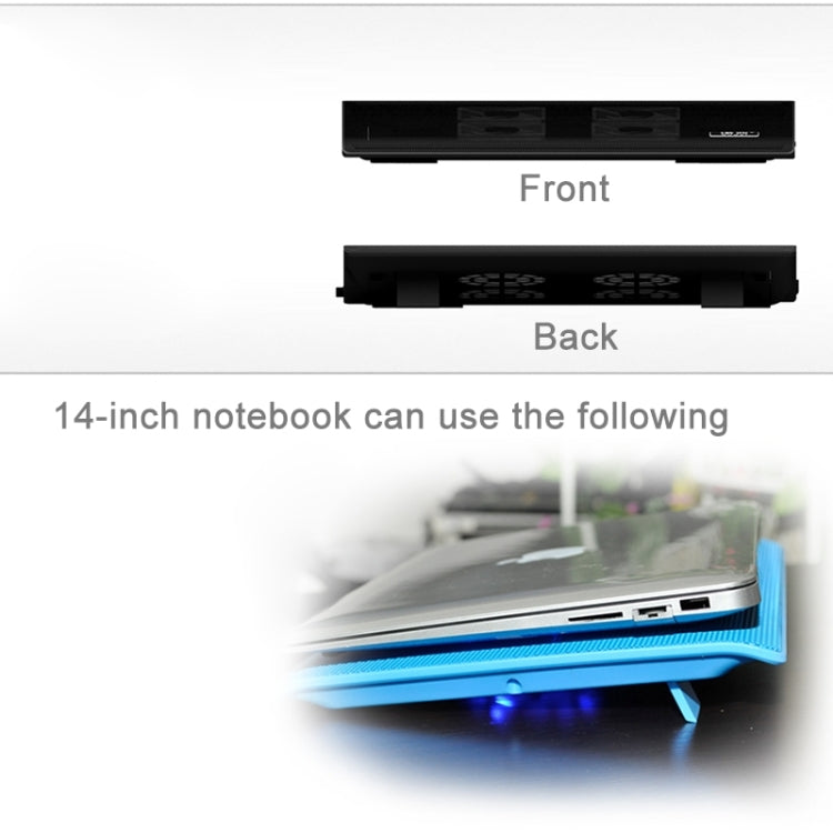 NUOXI L112A Four Fans Adjustable Speed Silent Notebook Computer Cooling Base USB Cooler Pad with 2 x USB Ports(Black) - Cooling Pads by NUOXI | Online Shopping UK | buy2fix
