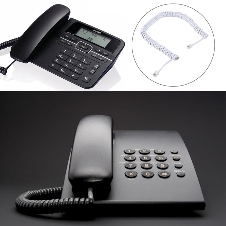 4 Core Male to Male RJ11 Spring Style Telephone Extension Coil Cable Cord Cable, Stretch Length: 2m(White) by buy2fix