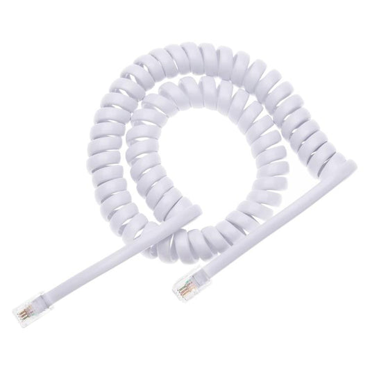 4 Core Male to Male RJ11 Spring Style Telephone Extension Coil Cable Cord Cable, Stretch Length: 3m(White) by buy2fix