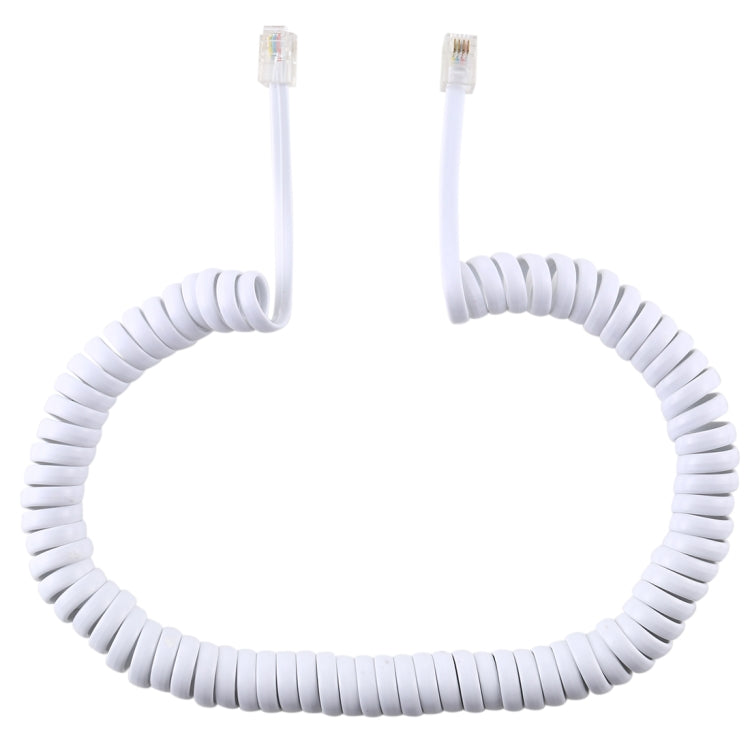 4 Core Male to Male RJ11 Spring Style Telephone Extension Coil Cable Cord Cable, Stretch Length: 3m(White) by buy2fix