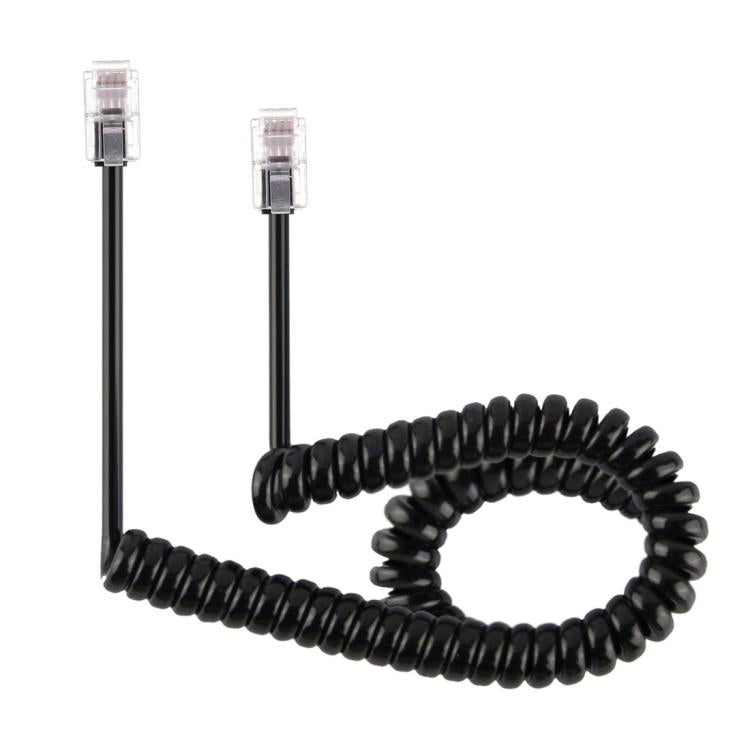 4 Core Male to Male RJ11 Spring Style Telephone Extension Coil Cable Cord Cable, Stretch Length: 5m (Black) - Telephone Cable by buy2fix | Online Shopping UK | buy2fix