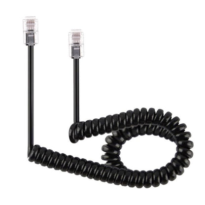4 Core Male to Male RJ11 Spring Style Telephone Extension Coil Cable Cord Cable, Stretch Length: 5m (Black) - Telephone Cable by buy2fix | Online Shopping UK | buy2fix