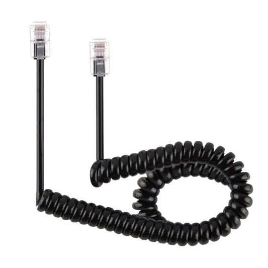 4 Core Male to Male RJ11 Spring Style Telephone Extension Coil Cable Cord Cable, Stretch Length: 5m (Black) - Telephone Cable by buy2fix | Online Shopping UK | buy2fix