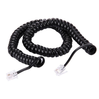 4 Core Male to Male RJ11 Spring Style Telephone Extension Coil Cable Cord Cable, Stretch Length: 5m (Black) - Telephone Cable by buy2fix | Online Shopping UK | buy2fix