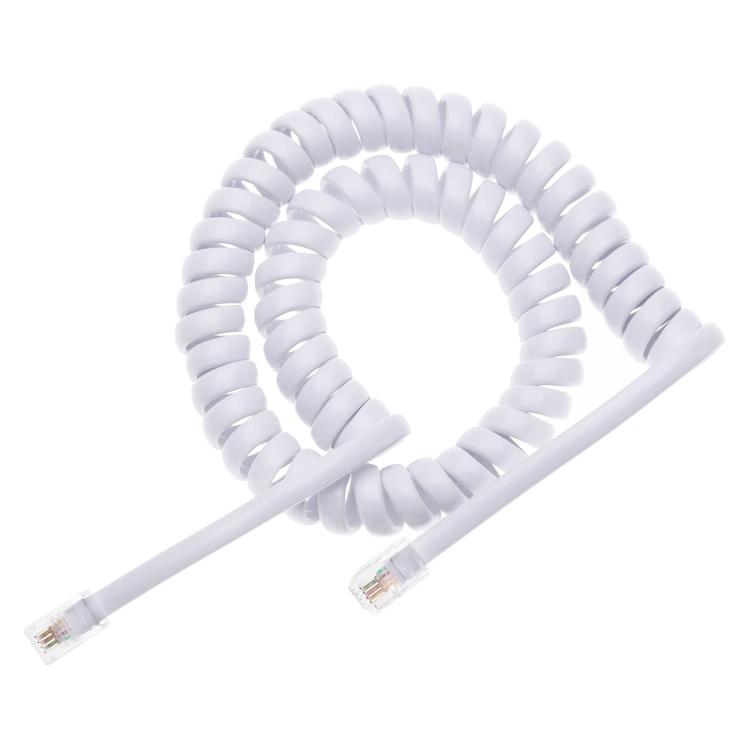 4 Core Male to Male RJ11 Spring Style Telephone Extension Coil Cable Cord Cable, Stretch Length: 5m (White) - Telephone Cable by buy2fix | Online Shopping UK | buy2fix