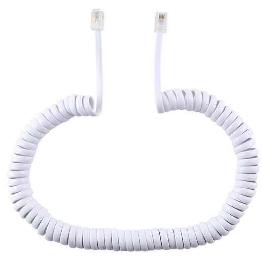 4 Core Male to Male RJ11 Spring Style Telephone Extension Coil Cable Cord Cable, Stretch Length: 5m (White) - Telephone Cable by buy2fix | Online Shopping UK | buy2fix