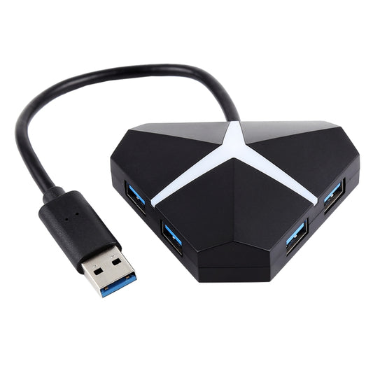 5Gbps Super Speed 4 Ports USB 3.0 HUB Adapter, Cable Length: about 20cm(Black) by buy2fix