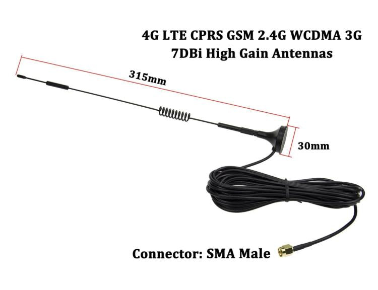 7dBi SMA Male Connector High Gain 4G LTE CPRS GSM 2.4G WCDMA 3G Antenna Network Reception Adapter by buy2fix