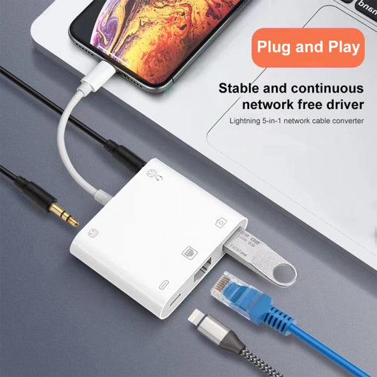 S-330 5 in 1 8 Pin Male to 8 Pin / USB3.0 / RJ45 / 3.5mm Female Adapter by buy2fix