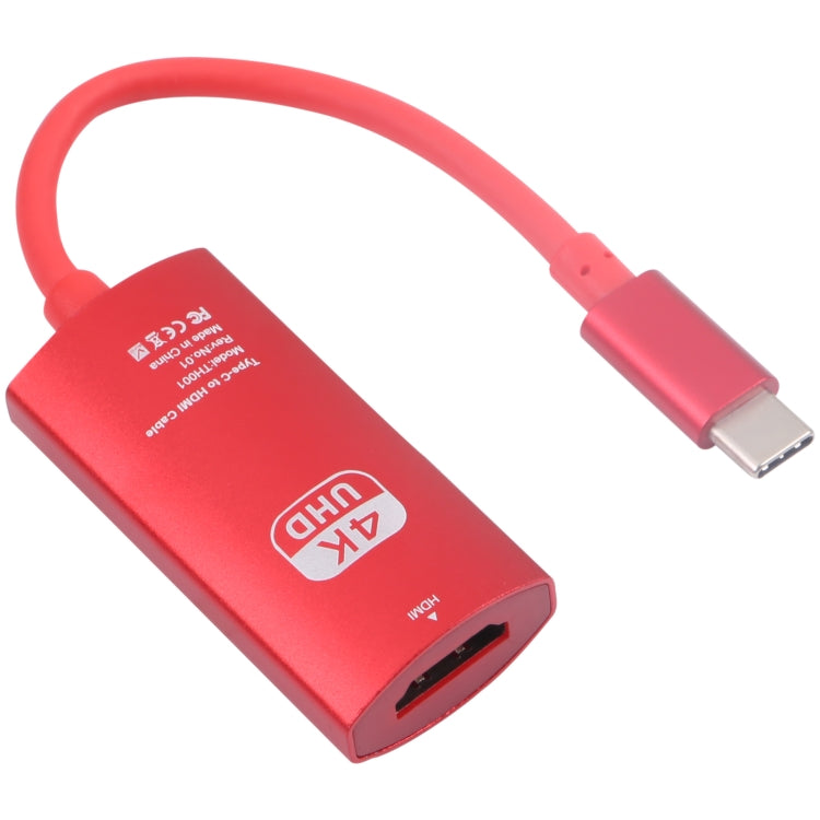 TH001 USB-C / Type-C Male to HDTV Female 4K UHD Adapter(Red) - Converter & Adapter by buy2fix | Online Shopping UK | buy2fix