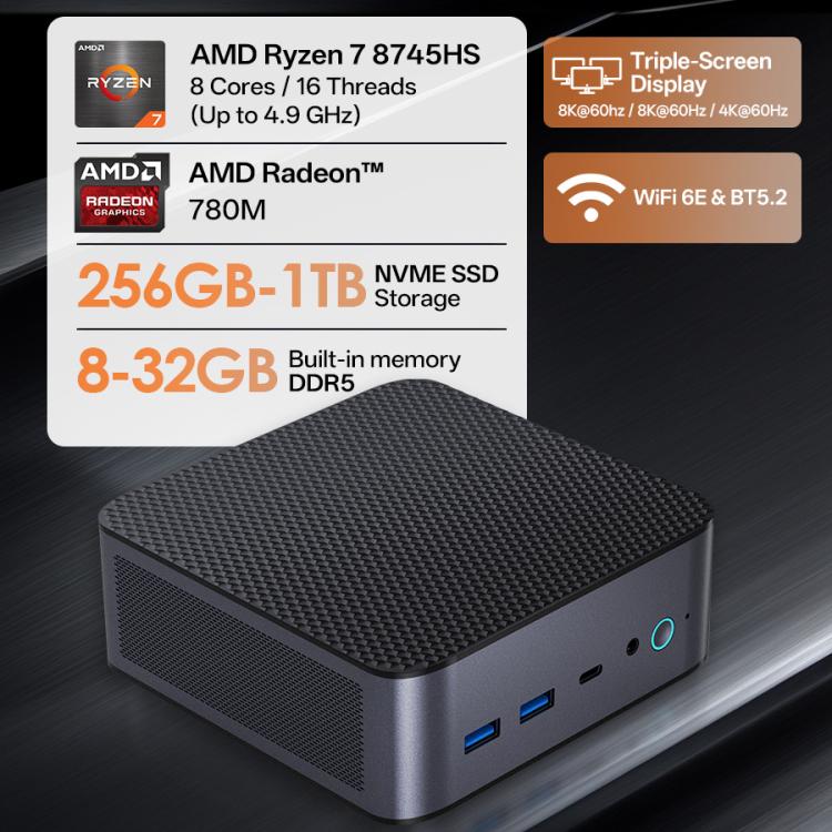 GXMO H90 Pro Windows 11 Mini PC, AMD Ryzen 7 8745HS Octa Core Processor, UK Plug - Windows Mini PCs by GXMO | Online Shopping UK | buy2fix