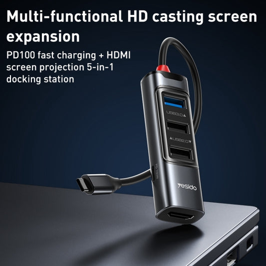 Yesido HB22 5 in 1 USB-C / Type-C Multifunction Docking Station HUB Adapter by Yesido