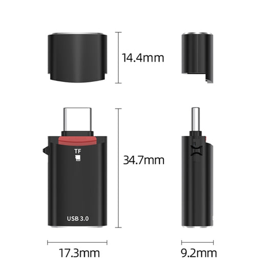 USB-C / Type-C to TF Card Multifunctional Card Reader Universal Adapter (Black) by buy2fix