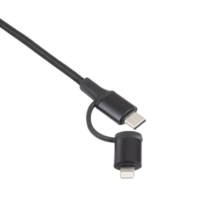 XF-45 2 in 1 3A USB-C / Type-C to USB-C / Type-C + 8 Pin Fast Charging Braided Data Cable, Cable Length: 1m (Black) - Multifunction Cable by buy2fix | Online Shopping UK | buy2fix