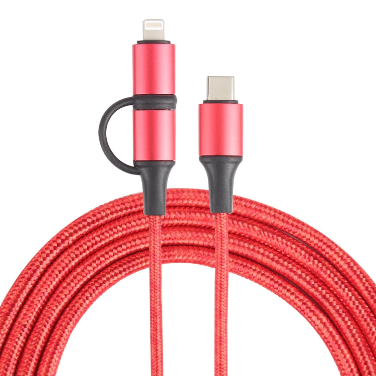 XF-45 2 in 1 3A USB-C / Type-C to USB-C / Type-C + 8 Pin Fast Charging Braided Data Cable, Cable Length: 1m (Red) - Multifunction Cable by buy2fix | Online Shopping UK | buy2fix