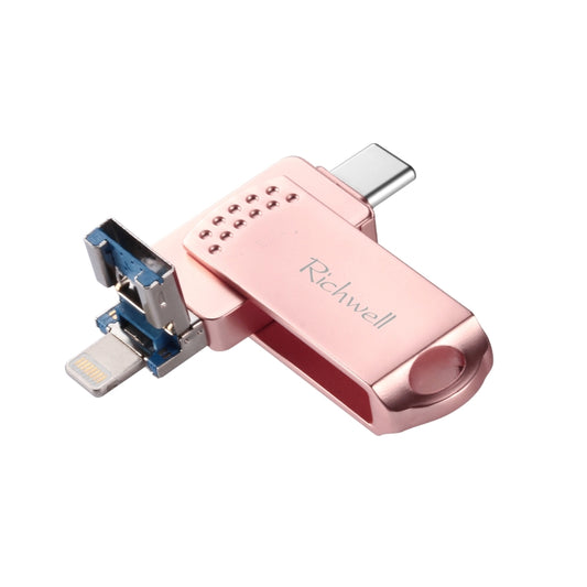 Richwell 32G Type-C + 8 Pin + USB 3.0 Metal Flash Disk with OTG Function(Rose Gold) by Richwell