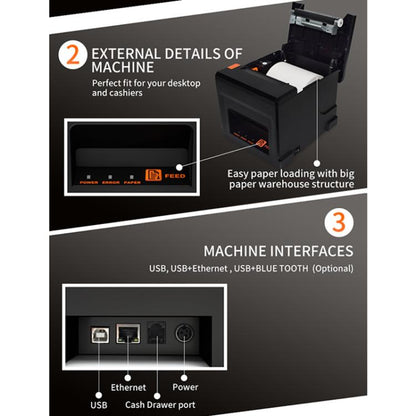 ZJ-8360 USB Auto-cutter 80mm Thermal Receipt Printer(UK Plug) by buy2fix