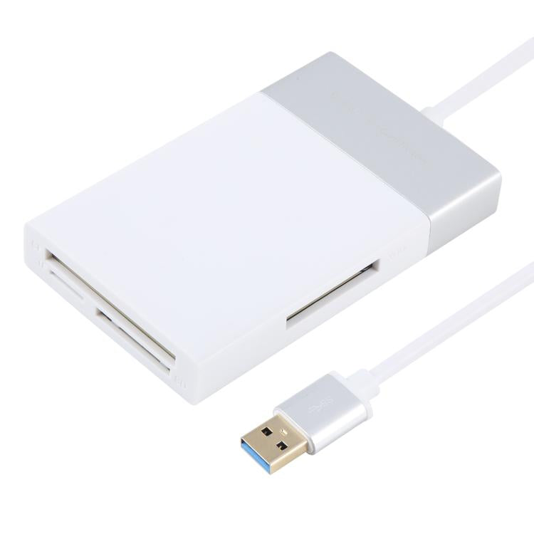 6 In 1 Multi-function Dual USB 3.0 + XQD + CF + TF + SD Card Reader (Silver) -  by buy2fix | Online Shopping UK | buy2fix