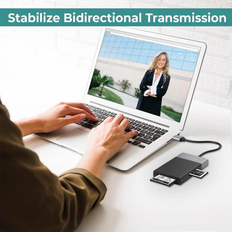 6 In 1 Multi-function Dual USB 3.0 + XQD + CF + TF + SD Card Reader (Silver) -  by buy2fix | Online Shopping UK | buy2fix