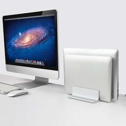 Universal Portable Aluminum Alloy Double Slot Width Adjustable Laptop Vertical Storage Stand Base(Silver) - Laptop Stand by buy2fix | Online Shopping UK | buy2fix