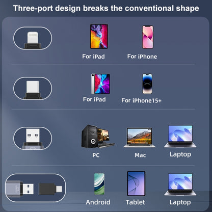 NK-951 3 in 1 USB3.2 to Type-C and 8 Pin Solid State USB Flash Drive with OTG Function - U Disk & Card Reader by buy2fix | Online Shopping UK | buy2fix